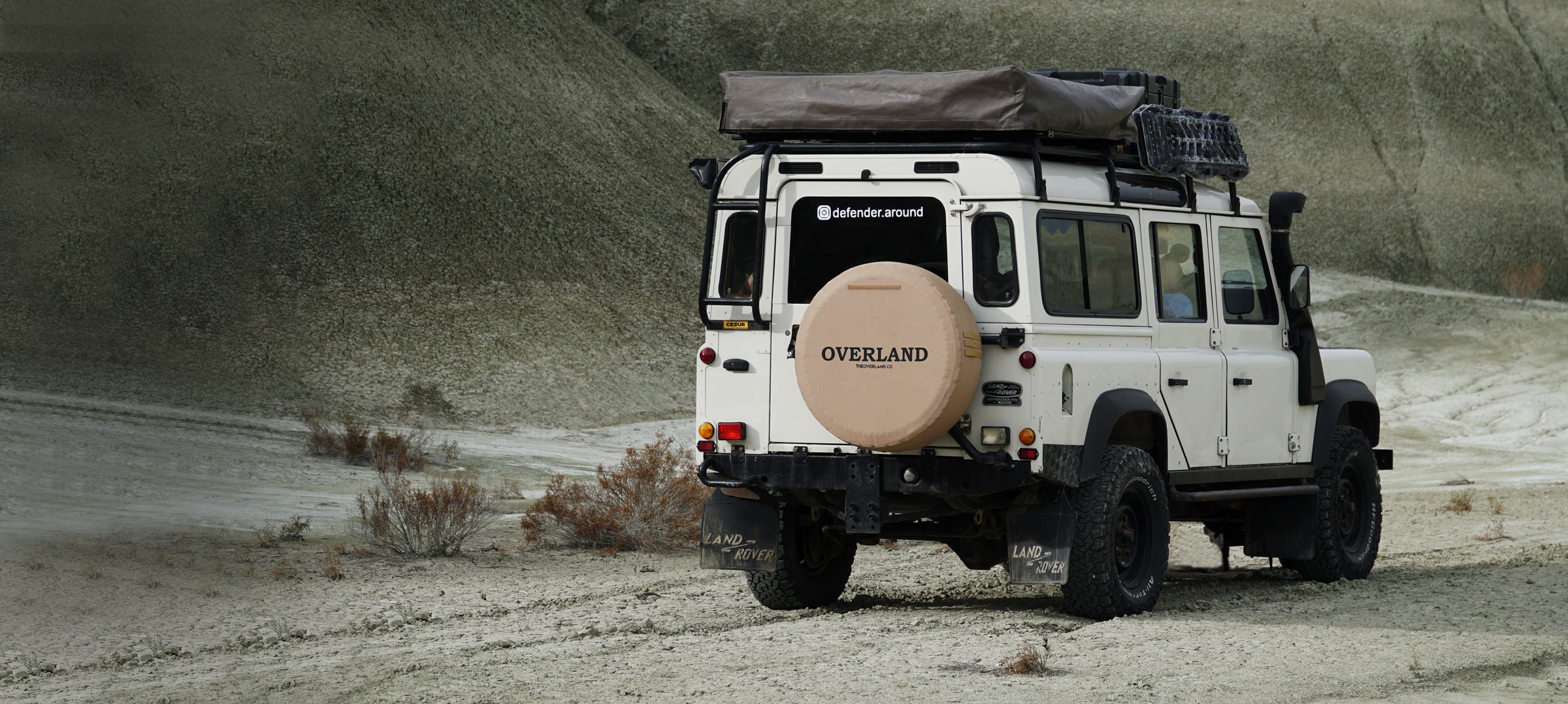 spare wheel cover on a land rover defender