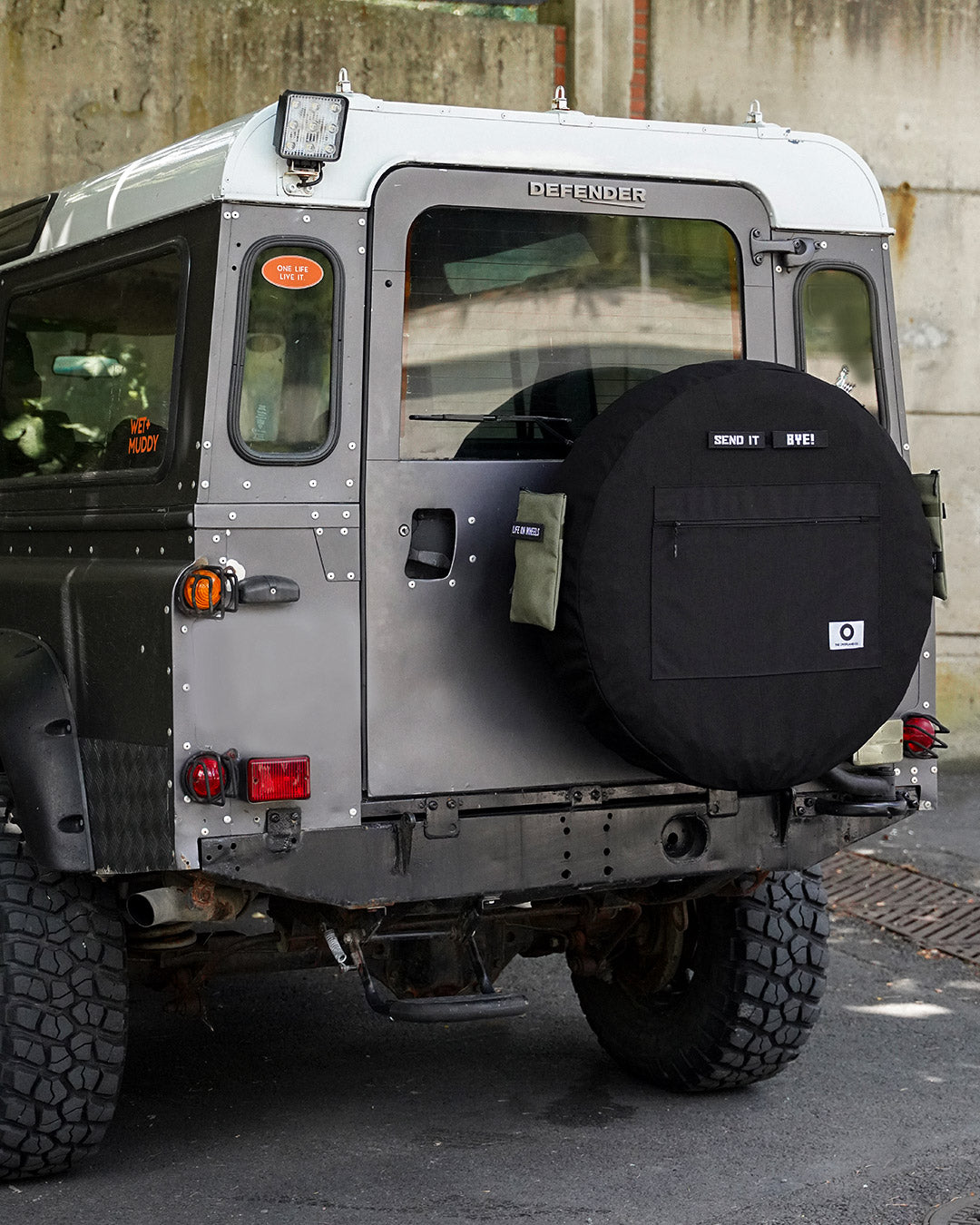 black tactical spare wheel cover with pocket