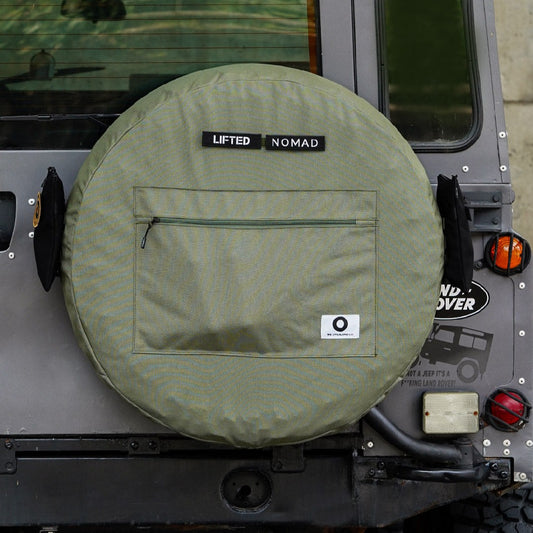 khaki tactical spare wheel cover with pocket